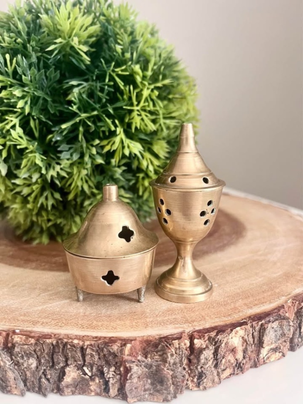 Vintage Brass Incense Burners Set of 2 – Pierced Brass Decor / Boho Home